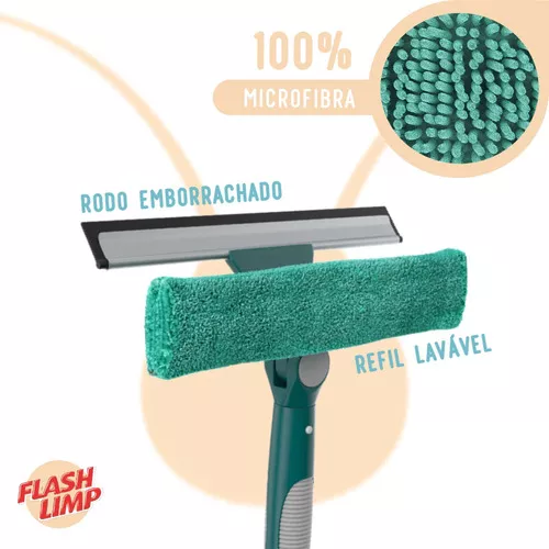 Rodo Limpa Vidros Extensível Refil Microfibra Flash Limp 