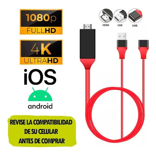 Cable Hdmi Adaptador Celular Y Usb 1080p Hd Tv