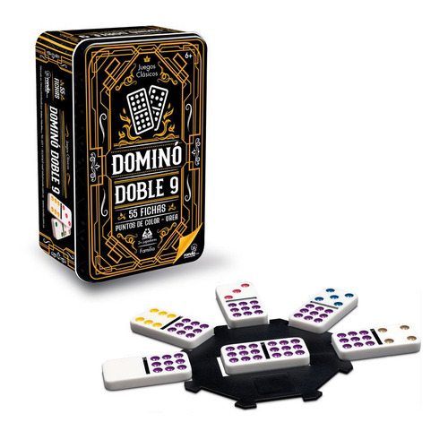 Domino Cubano Doble 9 Color Ddt 55 Fichas Caja Metalica