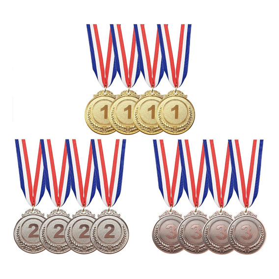 12 Pzs Medallas Deportivas Medallas De Oro/plata/bronce