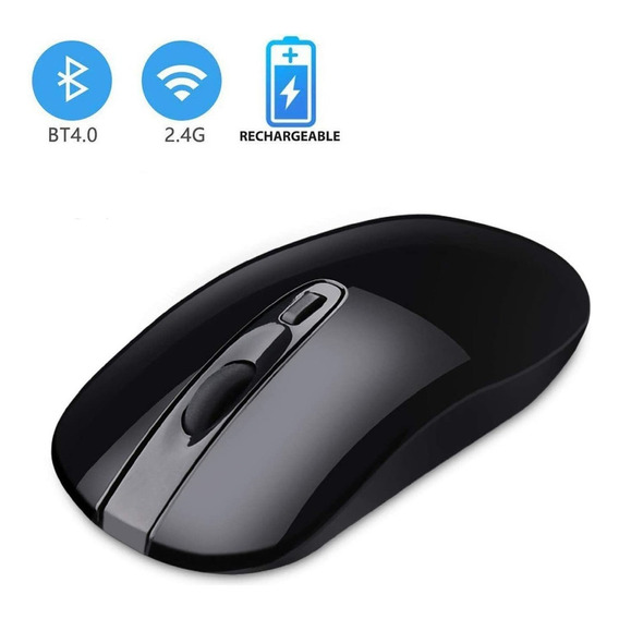 Mouse Inalámbrico 2 En 1 Bluetooth 4.0/2.4g Recargable Negro