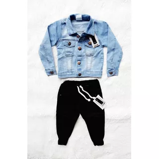 Kit Jaqueta E Calça Jogger Jeans Bebê Menino Baby Estiloso