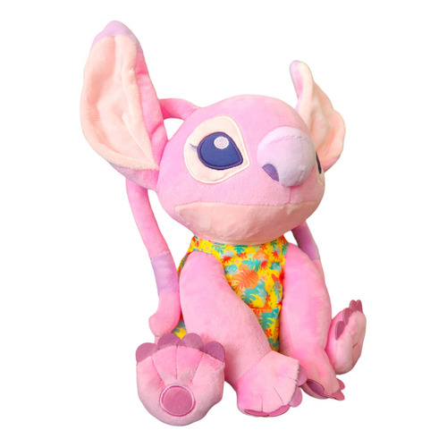 Stitch De Peluche Angel Con Vestido Hawaiano 28 Cm Disney Color Rosa