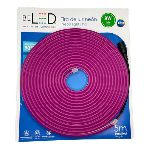 Tira De Led Neon Flexible 5m 12v Incluye Fuente 12v 3 Amp Color de la luz Morado