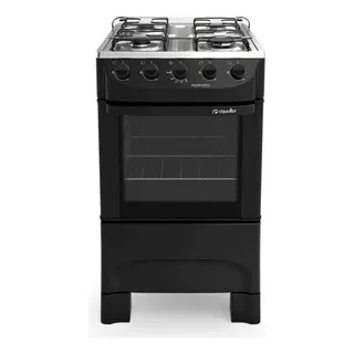 Cocina Mueller Moderatto 4 Bocas A Gas 4 Hornallas  Negra Mate Puerta Con Visor 48l