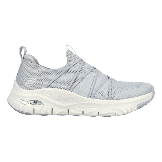 Tenis Skechers Mujer Arch Fit - All Tied Gris - Blanco