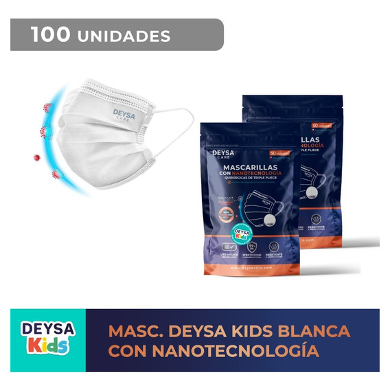 Mascarillas Nanotecnología Niños 2 Env. Resellable (100 Un)