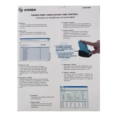 Reloj Checador Con Identificador De Huella Digital Clk-900