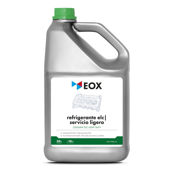 Refrigerante Anticongelante Coolant Elc 30% Verde Eox 4 L