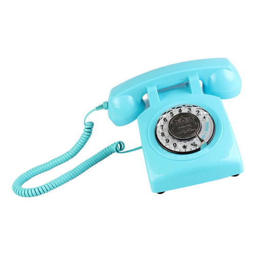 Teléfono Fijo Giratorio Retro Dial Rotatorio Campana De Color Azul