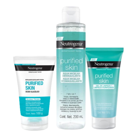 Rutina Limpieza Purified Skin Piel Grasa Gel+exfoliante+agua