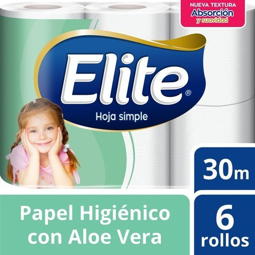 Elite extra con aloe vera papel higiénico máxima suavidad 6 rollos de 30m