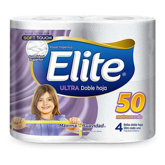 Papel Higiénico Elite Ultra Doble Hoja 32 Rollos X 50 Metros