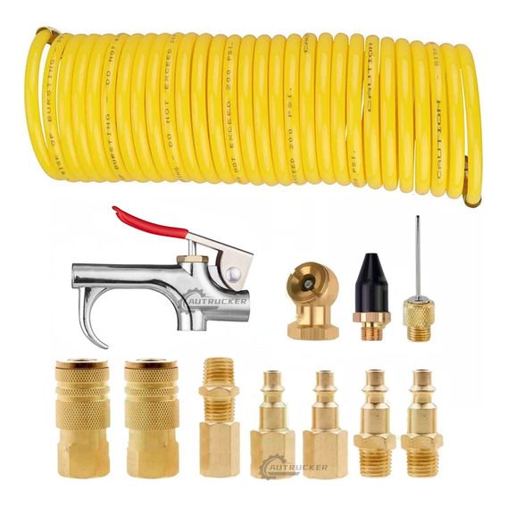 Kit Accesorios Compresor De Aire 12 Piezas Manguera Pistola