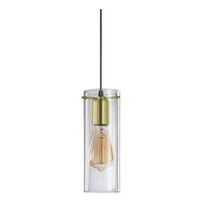 Colgante 1 Luz Dorado Deco Apto Led Cilindro Transparente 