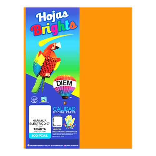 100 Hojas De Papel De Color Tamaño Carta Manualidades Color Naranja Eléctrico Neón