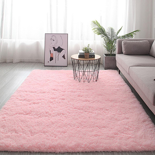 Alfombra de peluche para bebés Furry Rug, 2 x 2,40 cm, color rosa