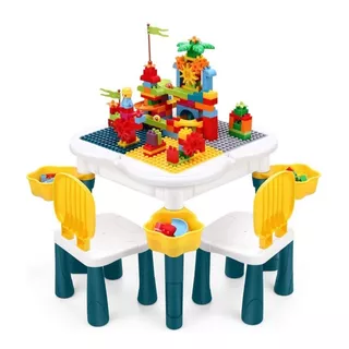 Mesa De Multiactividades Niños 6 En 1 /65pzas Lego/2 Sillas 