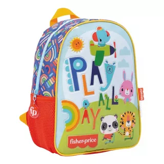 Mochila Fisher Price Jardin 12 PuLG Espalda Animales Ed Color Azul 42300 Diseño De La Tela Estampada