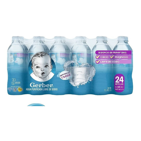 Agua Purificada Gerber 24 Botellas De 500 Ml C/u