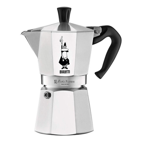 Cafetera portátil Bialetti Moka Express 6 Tazas 10010006 manual plateada italiana