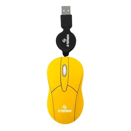 Mouse Usb Con Cable Retráctil Color Amarillo | Com-5253am Color Amarillo