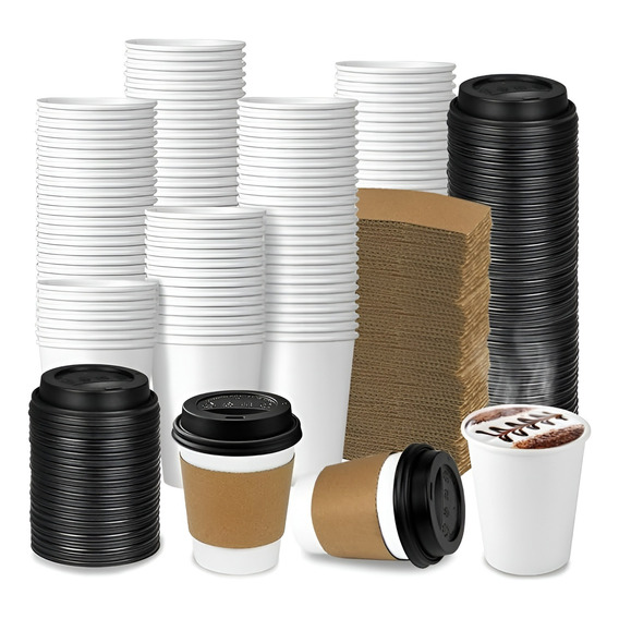 Vaso Cafe Kraft Vasos Polipapel Vaso C/tapa+manga 8oz 100und