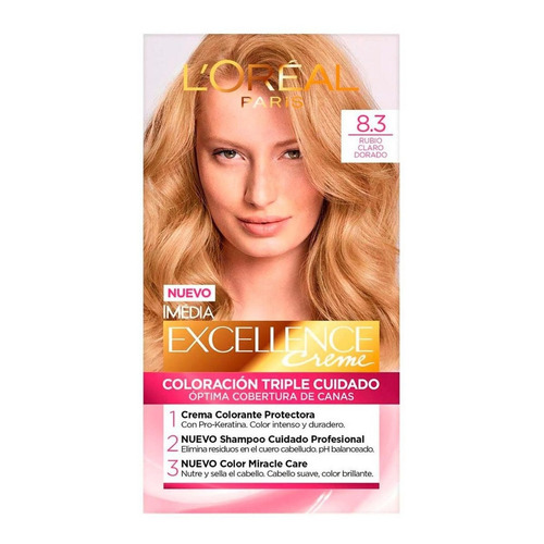 Tinte De Cabello L'oréal Paris Imédia Excellence 8.3 Rubio Claro Dorado 1 Pieza