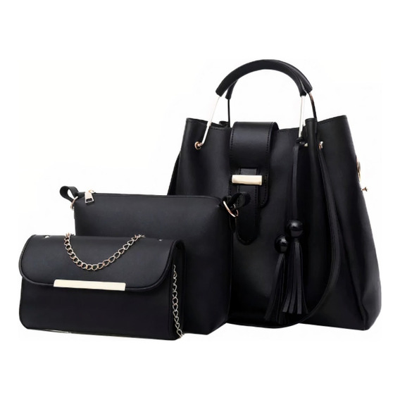 Conjunto De 3 Bolsos De Lujo Para Mujer, Gran Capacidad Color Negro