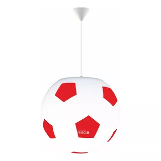 Lampara Colgante Pelota  Futbol Rojo 25 Cm + Lampara