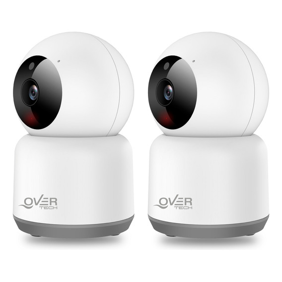 Kit X2 Camara De Seguridad Overtech Wifi Ov-58ip Full Hd 3mp 3x Color Blanco