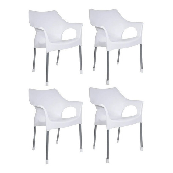 Silla Comedor Apilable Patas Caño Sillon Zafiro Pack 4