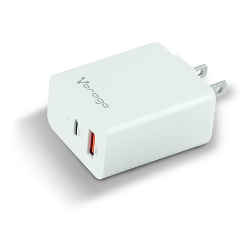 Cargador Vorago Carga Rapida Doble Entrada Usb C /a Blanco