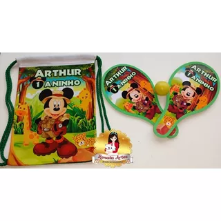 Lembrancinha Mochila Ping Pong Mickey Safari / 25kits