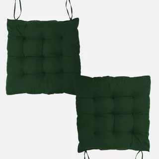 Kit 2 Assentos Almofadas Cadeira Banco Macia Bonita 40x40cm Cor Verde-musgo-2pc