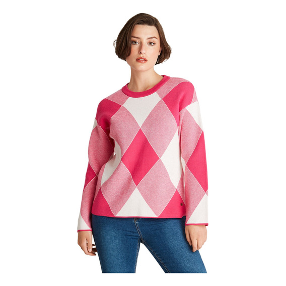 Sweater Cuello Redondo Con Diseño De Rombos