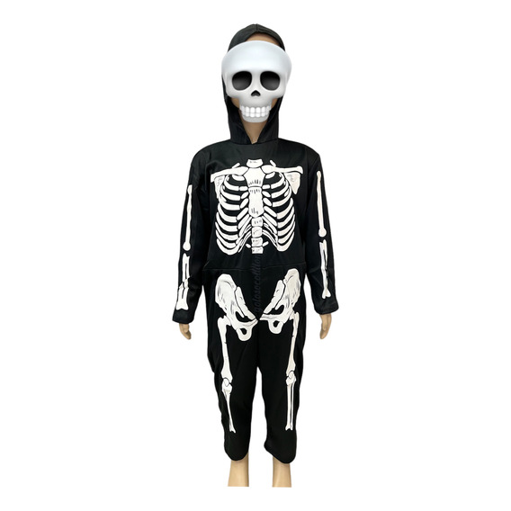 Disfraz De Esqueleto Para Niños Con Capucha Entero Halloween