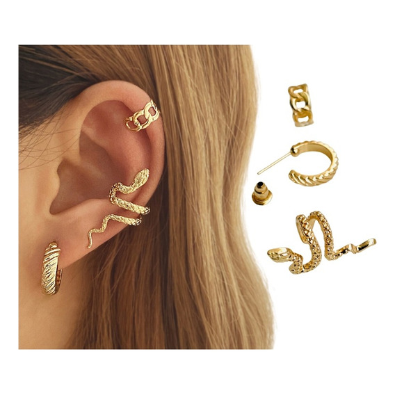 Aretes Mujer Ear Cuff Solitario Ear Cuff Set Serpiente