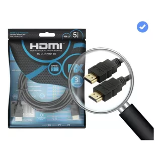 Cabo Hdmi 5 Metros 2.0 4k Ultra Hd 3d 19 Pinos 018-2225