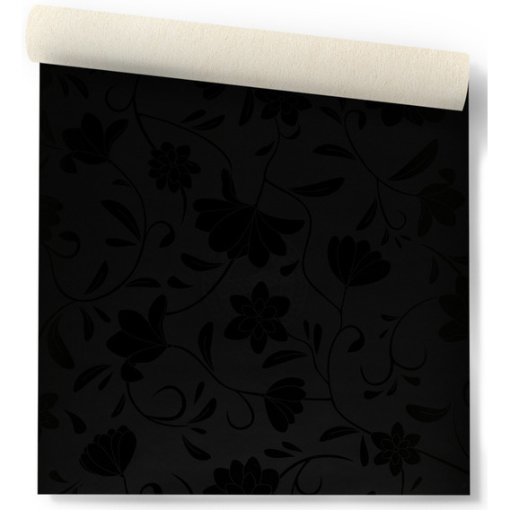 Papel Vinilico Fondo Oscur Flor Negra Muresco Concept 6700/6