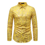 Otoño Metal Serpiente Patrón Manga Larga Hombre Blusa