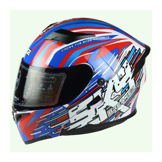 Casco Abatible Moto Edge Boss Skybreaker Azul/ Rojo Certificado DOT Talla  XL (61 - 62 cm)