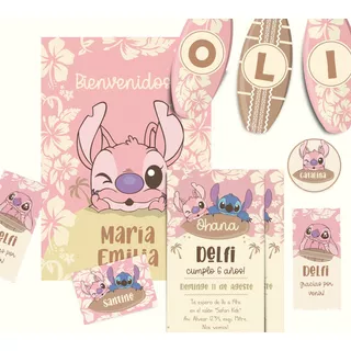 Kit Imprimible Angel Novia De Stitch, Pdf Texto Editable