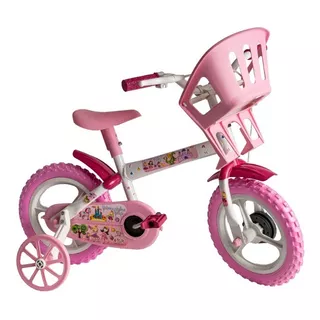 Bicicleta  De Passeio Infantil Styll Baby Baby Princesinhas Aro 12 Freio Tambor Cor Rosa/branco Com Rodas De Treinamento