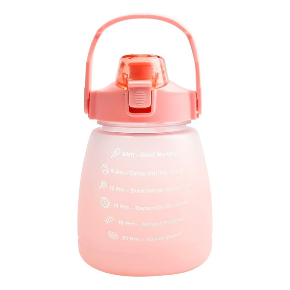 Botella De Agua Deportiva Motivacional 1 Lt Gran Capacidad Color Rosa