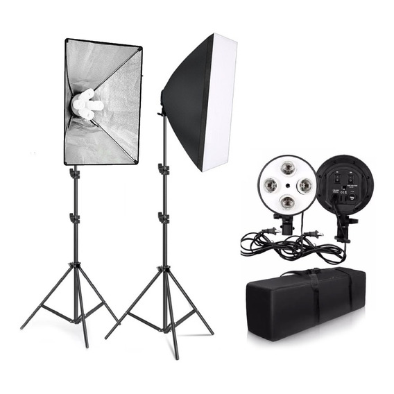 Kit 2 Luz Continua Softbox 50x70 C/ Porta Lamparas Tripode