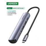 Ugreen Adaptador 5 En 1 Tipo C+ Ethernet Hdmi Hub Usb 3.0 Pd