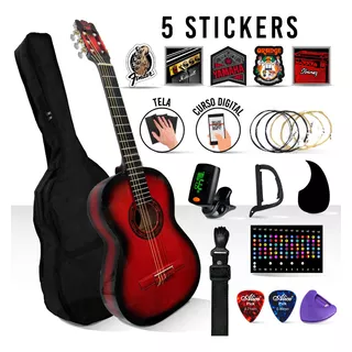 Kit De Guitarra Acustica Con Accesorios + Stickers Color Azul Material Del Diapasón Álamo Orientación De La Mano Diestro