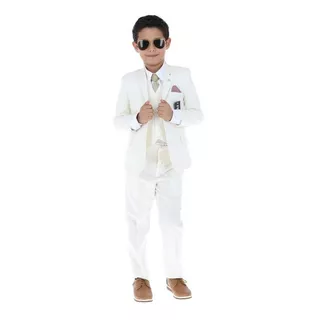 Traje Slimfit Niño Lino De Lujo De Regalo Camisa Y Corbata