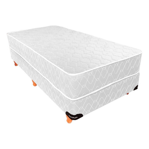 Sommier Colchón 1 1/2 Plaza Multiflex Reforzado Premium Color Blanco